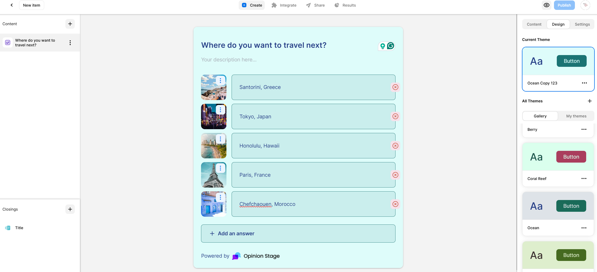Image of the Opinion Stage poll maker interface.