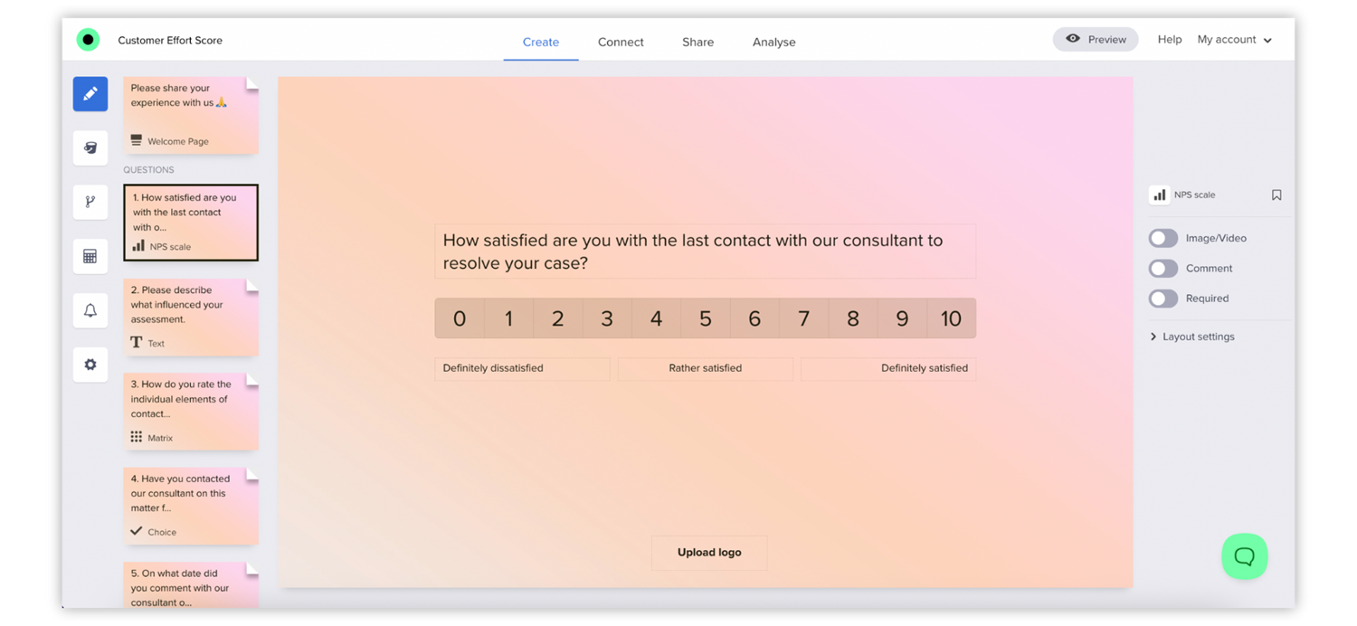 Screenshot of the Responsly survey maker's interface.
