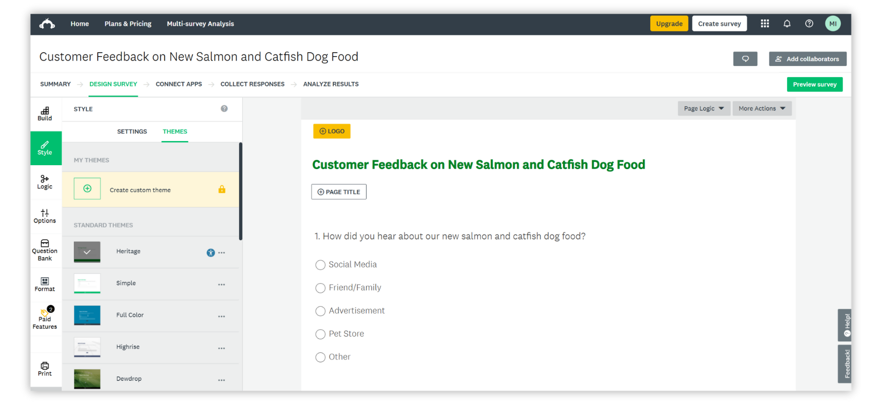 Best free survey tools, SurveyMonkey.