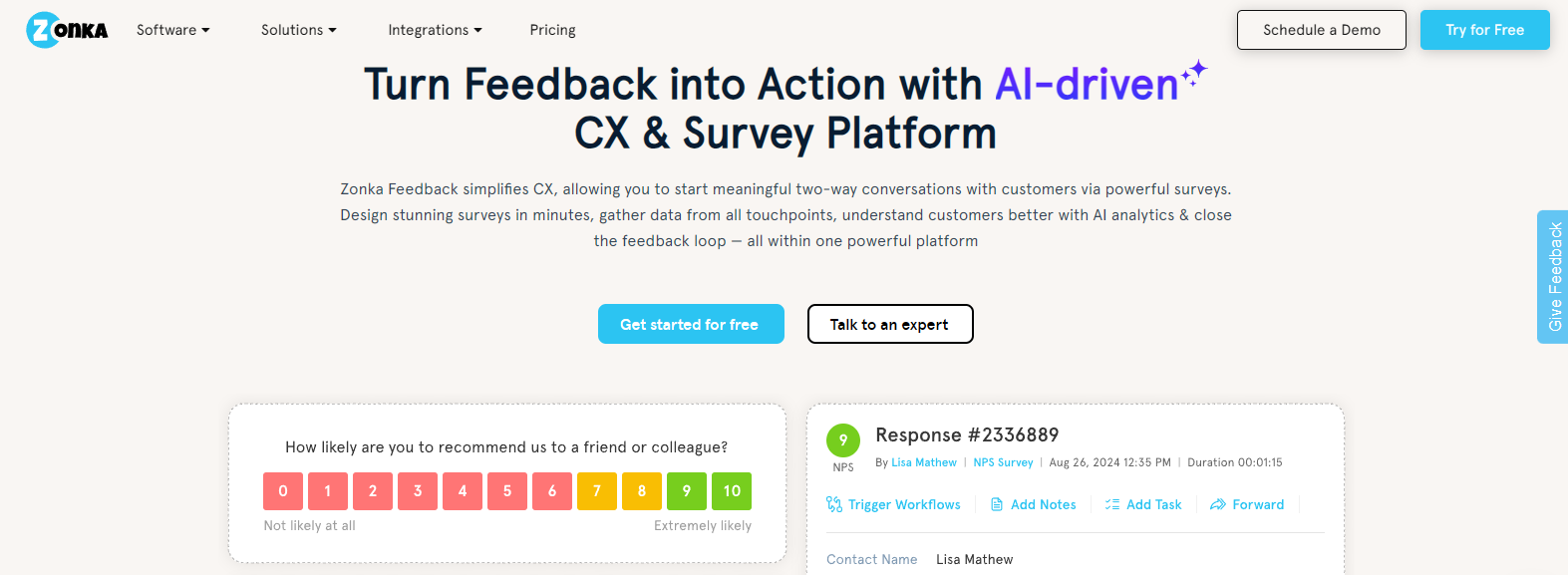 Screenshot of Zonka Feedback's homepage, used in a blog post about Black Friday deals.